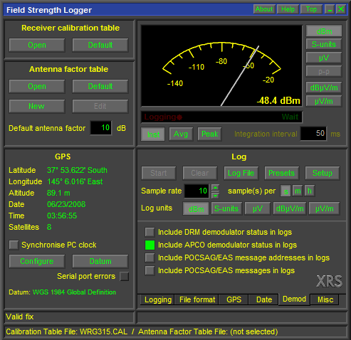 Winradio Field Strength Logger Option