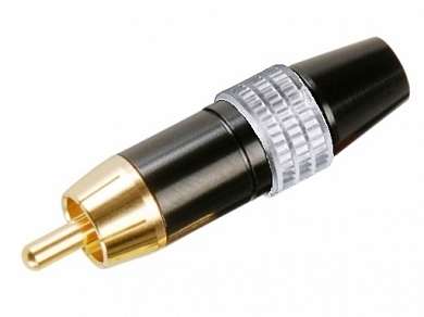 Штекер RCA на кабель 6 мм  Ni/G/Pl -белый-