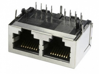 Гнездо RJ45 8р8с х 2 на плату экранир. 5U (PCB-8C-2P) *