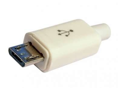 Штекер Micro USB-B 5-pin  Ni/Pl -белый-