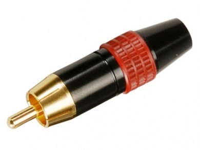 Штекер RCA на кабель 6 мм  Ni/G/Pl -красный-