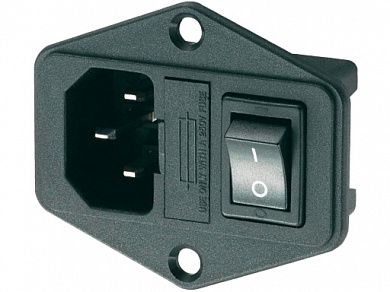 Штекер АС на корпус с выкл. + FUSE (AC-014, AS-303-1) 250V/10А