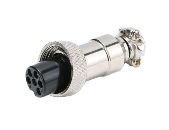 M12 гнездо GX12 (MIC326 mini, GX12M-6A) 6-pin на кабель 125V/5А