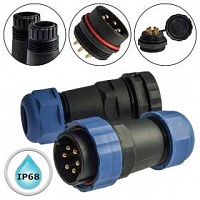 Разъём герметичный SZC28 6P-F-M, 6 контактов