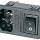 Штекер АС на корпус с выкл. + FUSE защелка (AC-013, JR-101) 250V/10А